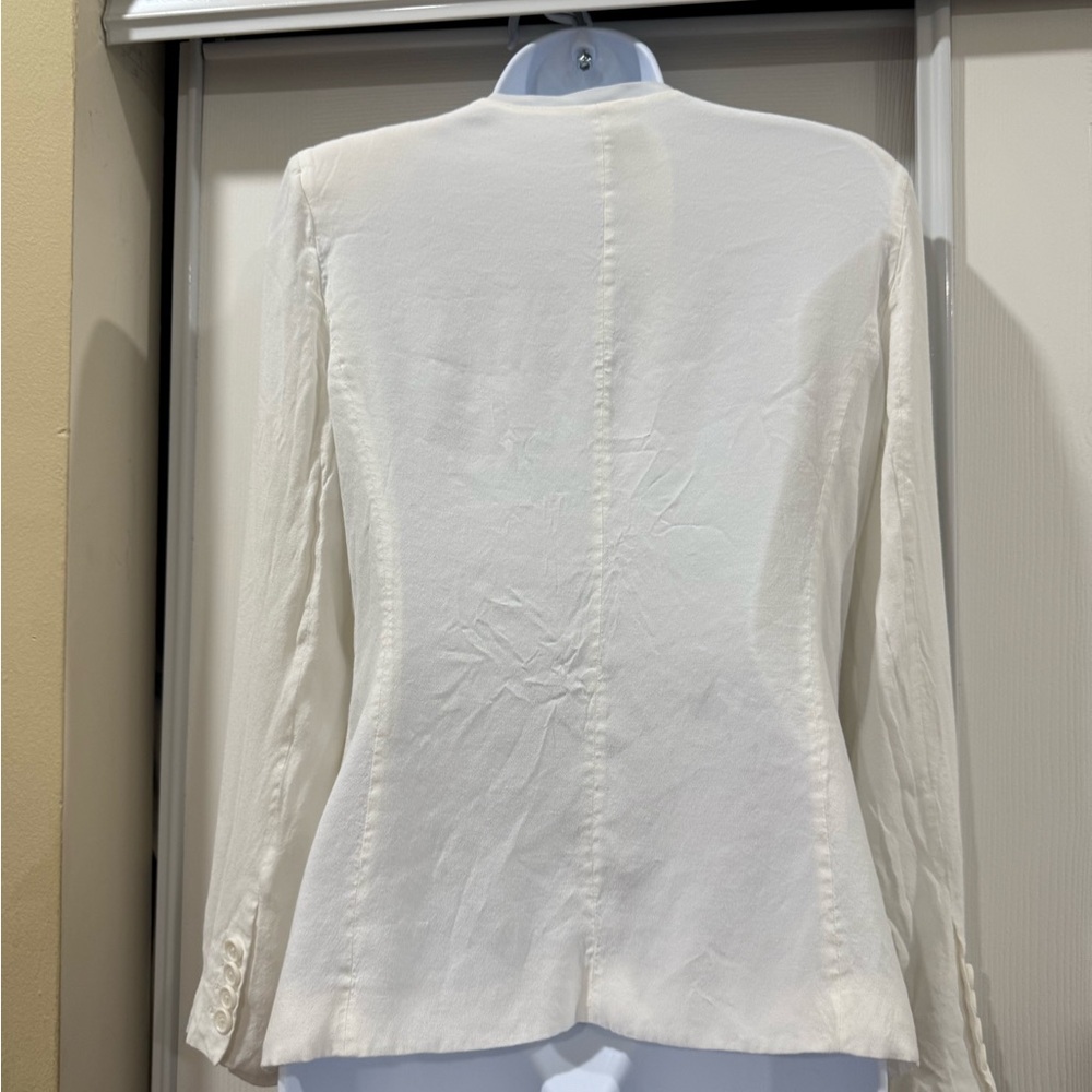 Armani Exchange Cream Fitted Long Sleeve Blouse